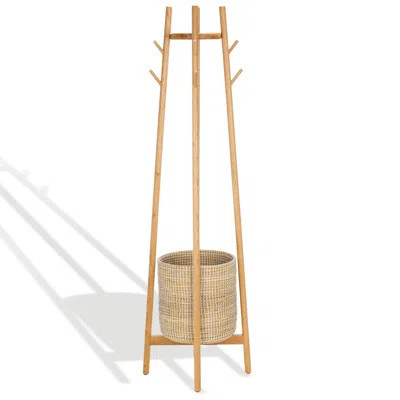 Abellina Solid Wood 8 - Hook Freestanding Coat Rack in Natural | Wayfair North America