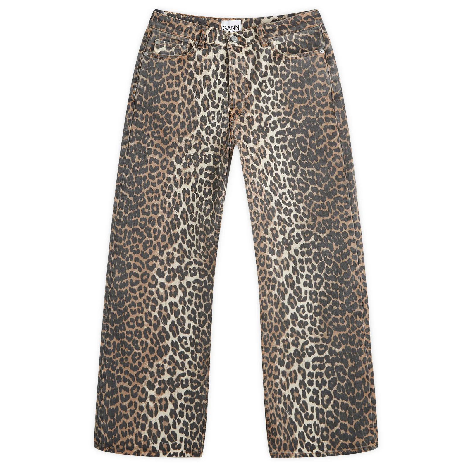 GANNI Women's Print Denim Izey in Leopard, Size 27"" | END. Clothing