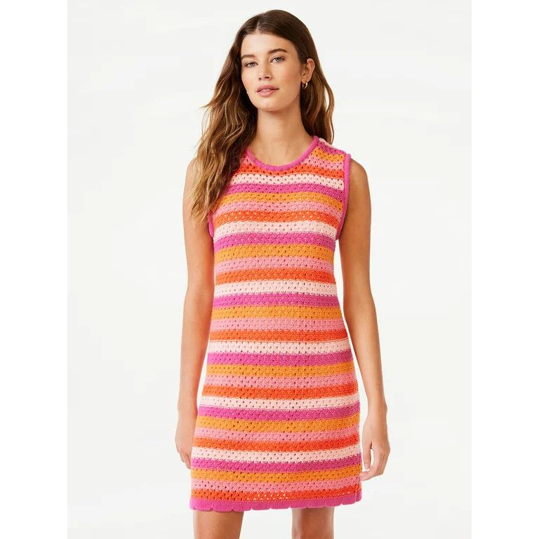 Free Assembly Women's Sleeveless Crochet Mini Dress, Sizes XS-XXXL Plus Size Vacation Dress Curvy | Walmart (US)