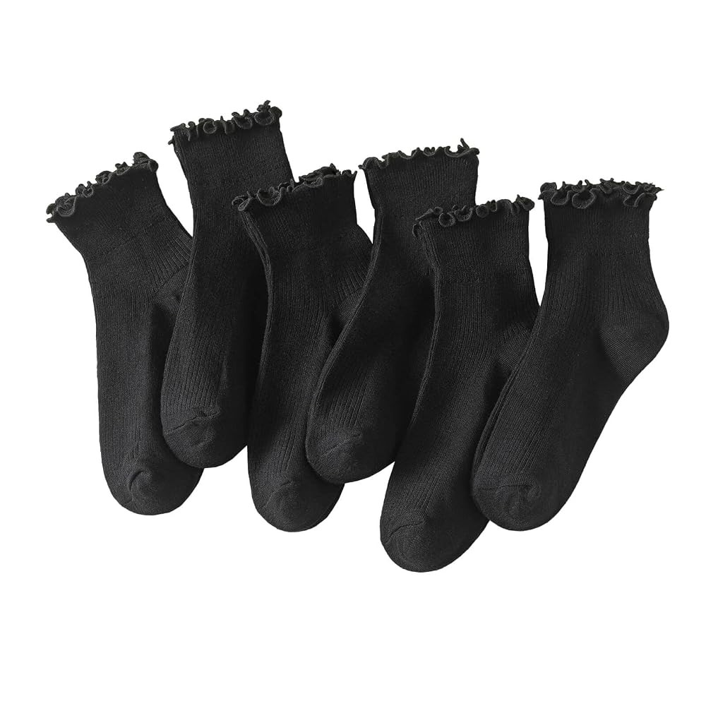 Hstyle 6 Pairs of Ruffle Socks Women, Cute Ruffle Ankle Socks | Amazon (US)