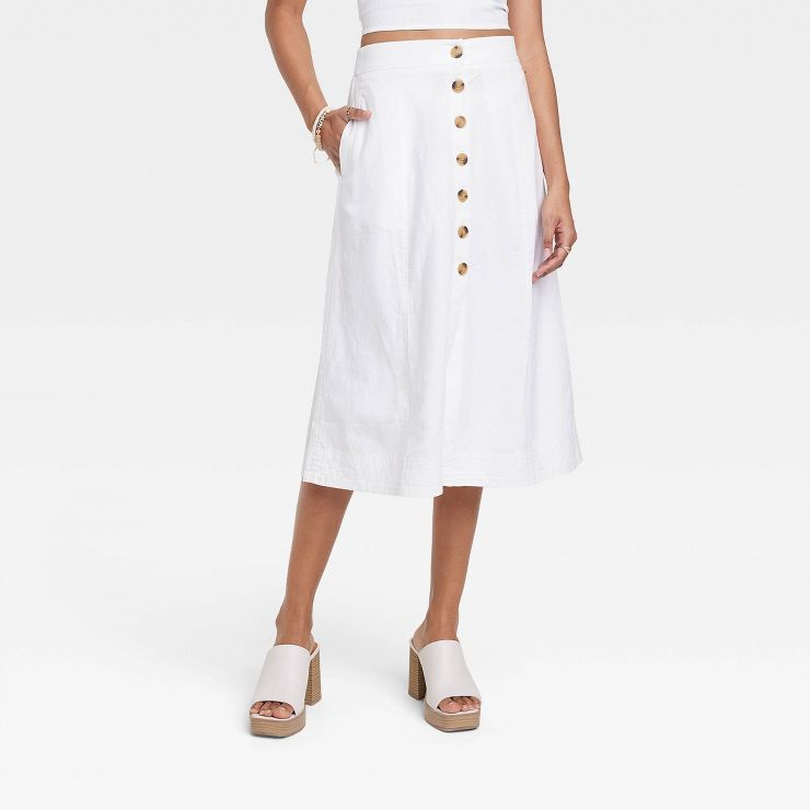 Women's Linen Utility Midi A-Line Skirt - Universal Thread | Target