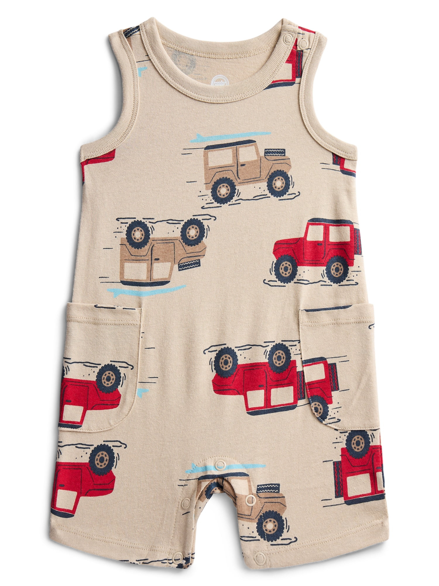 Wonder Nation Baby Boys' Print Tank Romper, Sizes 0M-24M | Walmart (US)
