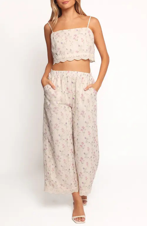 Petal & Pup Alison Floral Crop Camisole & Pants Set in Pink Floral at Nordstrom, Size Medium | Nordstrom