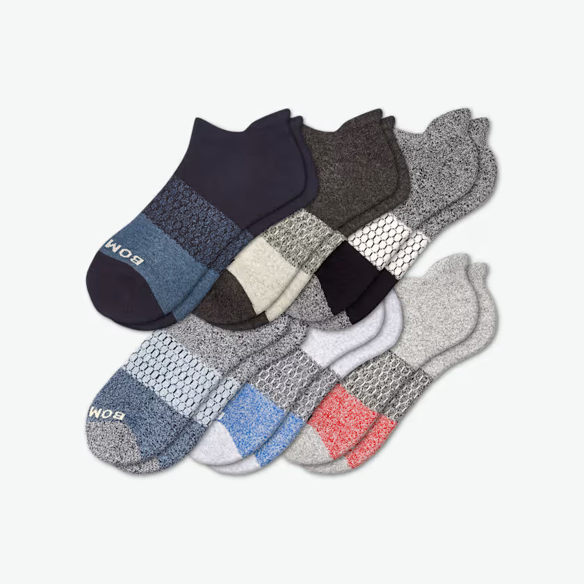 Men's Tri-Block Marl Ankle Sock 6-Pack | Bombas