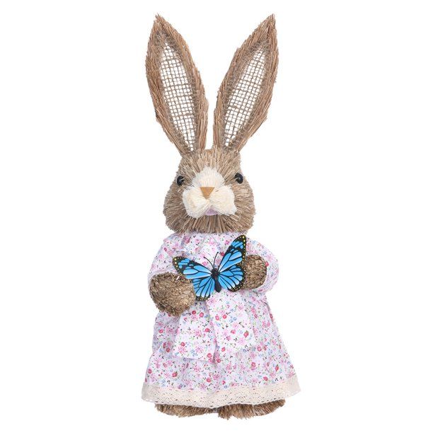 Jpgif Easter Simulation Bunny Home Garden Bunny Decoration Creative Straw Bunny NOTE Butterfly Co... | Walmart (US)