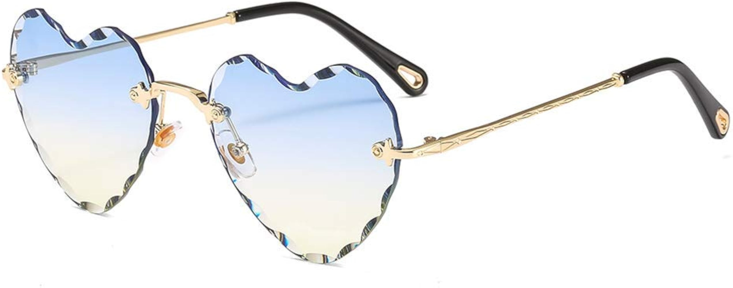 Dollger Heart Sunglasses Rimless Thin Metal Frame Heart Shaped Sun Glasses Cute Eyewear UV400 for... | Amazon (US)
