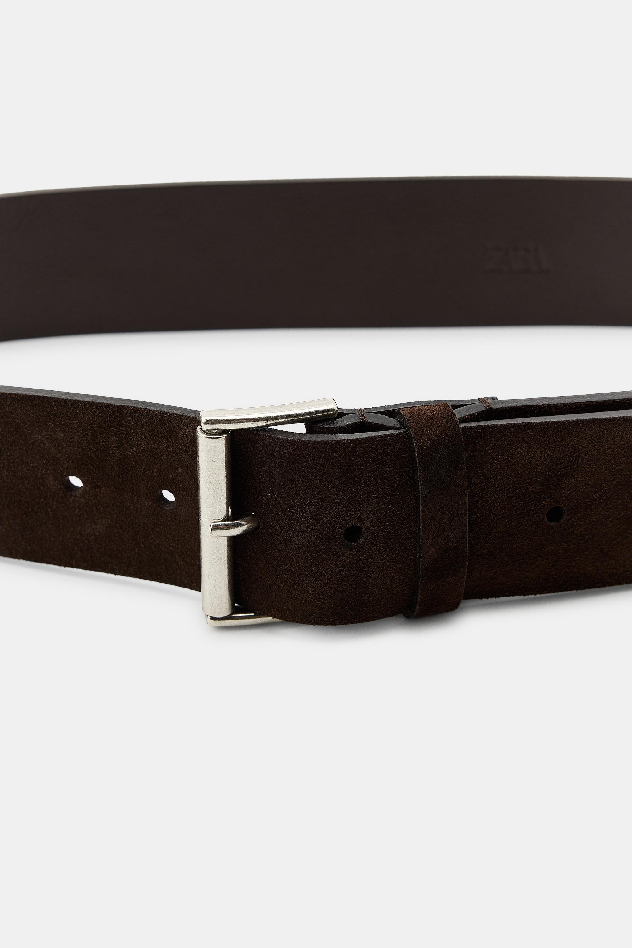 SQUARE BUCKLE SPLIT SUEDE LEATHER BELT | Zara UK