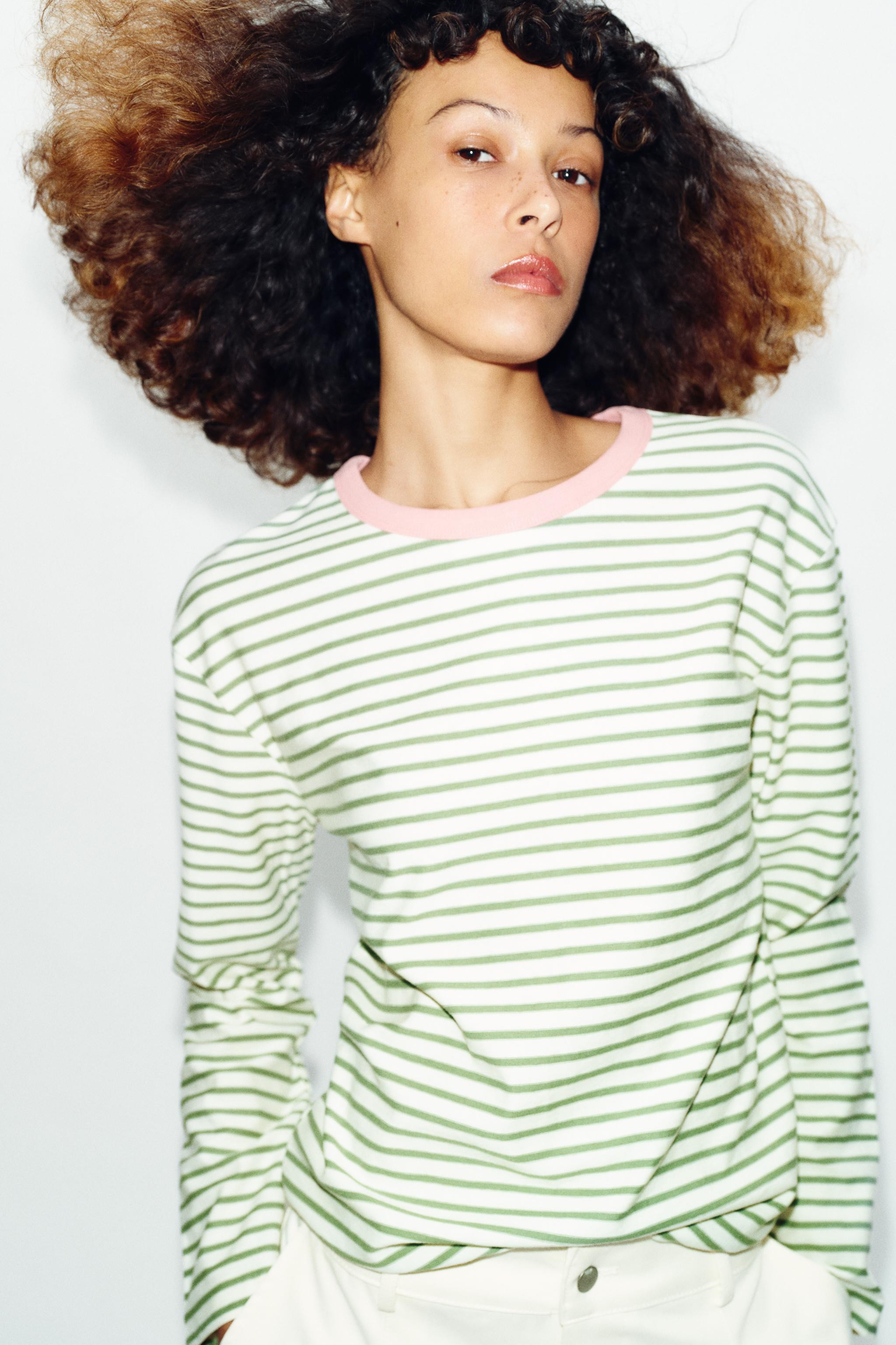 STRIPED LONG SLEEVE T-SHIRT | Zara UK