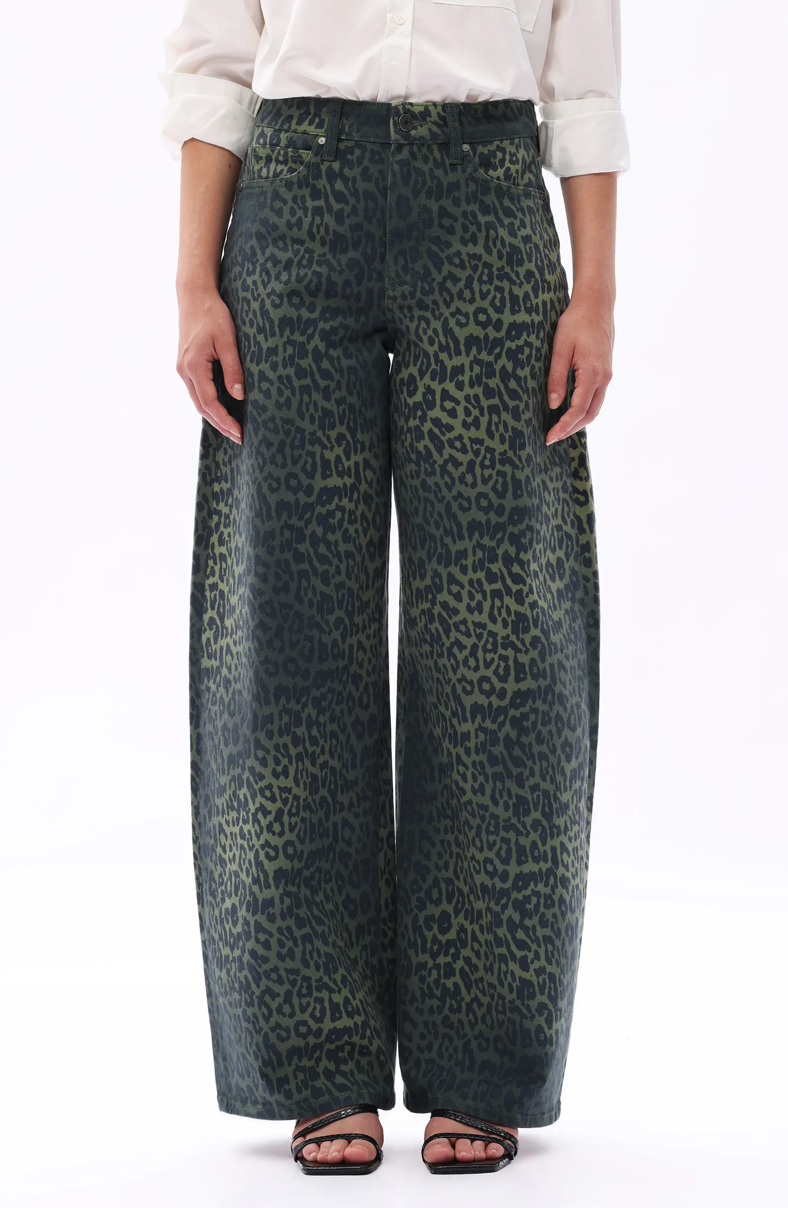 Ombré Leopard Print High Waist Barrel Jeans | Nordstrom