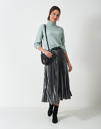 Harmony Merino Blend Funnel Neck Jumper in Blue | Crew Clothing (UK)