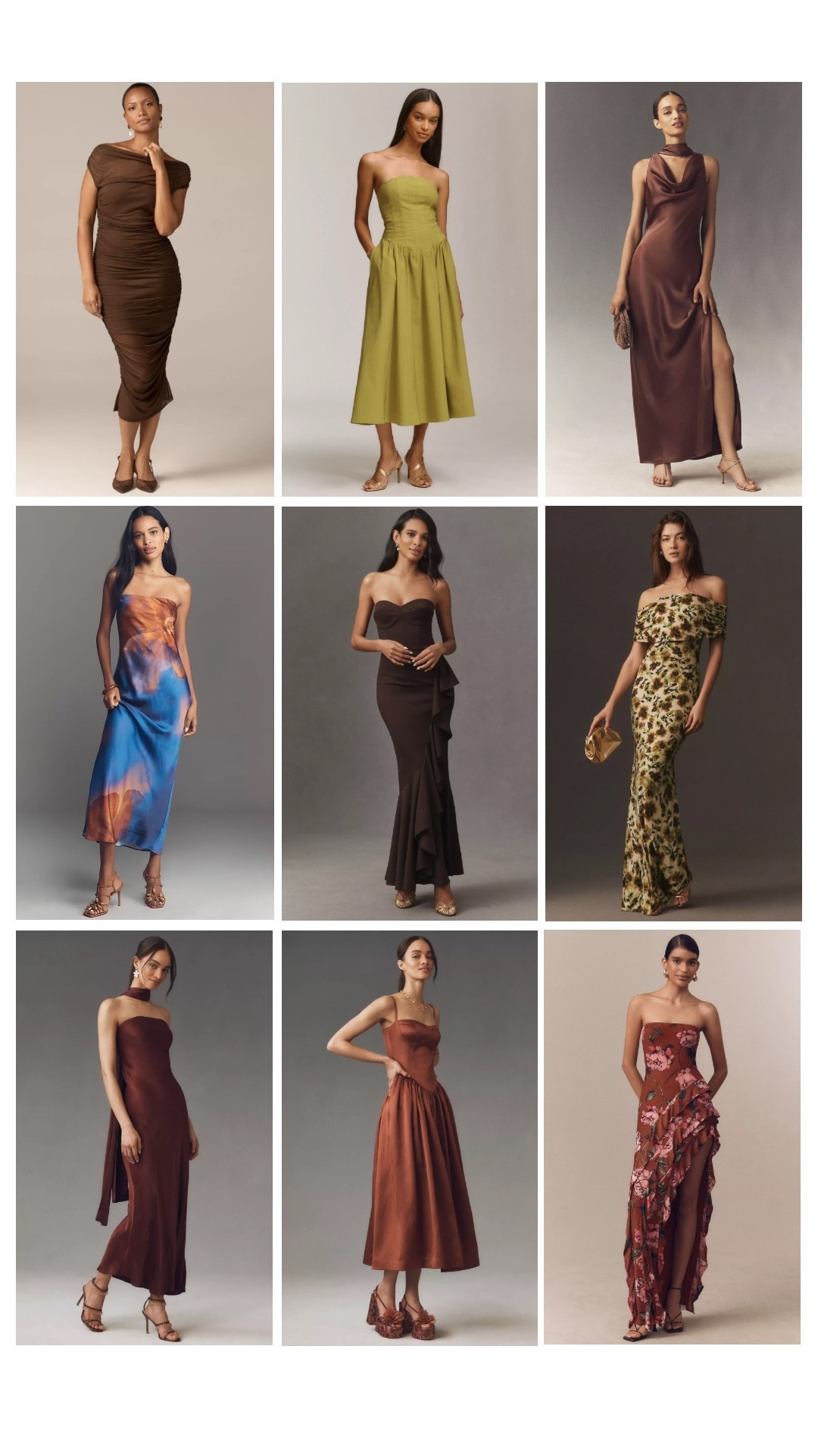 Autumn wedding guest dress, wedding outfit, cocktail, maxi dress, wedding mid, satin dress, scarf dress, dark brown. Lime, chartreuse, moss, rust orange, bridesmaid, black tie optional, Anthropologie. Strapless, halter, true autumn, soft autumn, dark autumn, house of colour autumn, HOC autumn, mom style, midsize, 

#LTKMidsize #LTKOver40 #LTKWedding