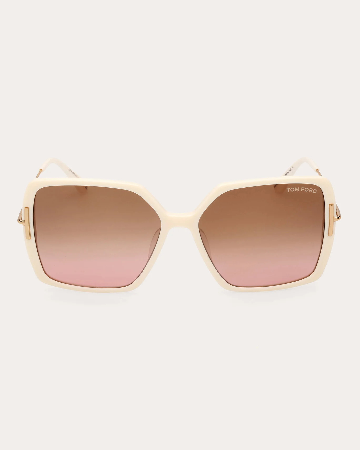 Tom Ford Women's Butterfly-Frame Shiny Deep Gold and Amber Acetate Sunglasses in Shiny Ivory | Olivela