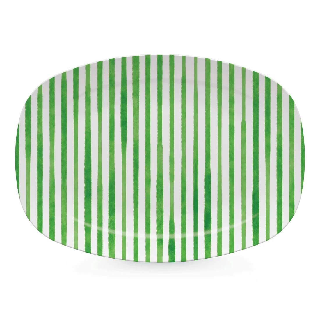 Dark Green Simple Stripes Platter | Mariposa