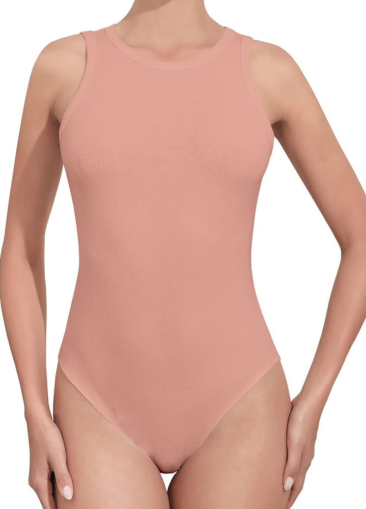 UNTYHOTS Women's Scoop Neck /V Neck/Crew Neck Sleeveless T Shirt Tank Top Bodysuits Jumpsuits | Amazon (US)
