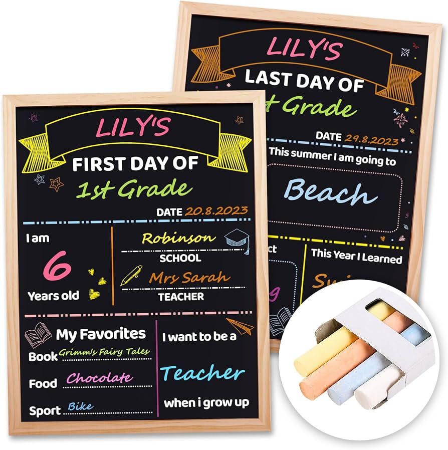 SKYDUE First & Last Day of School Board Sign,12"x 16" Wooden Framed Chalkboard Sign for Kids,1st ... | Amazon (US)