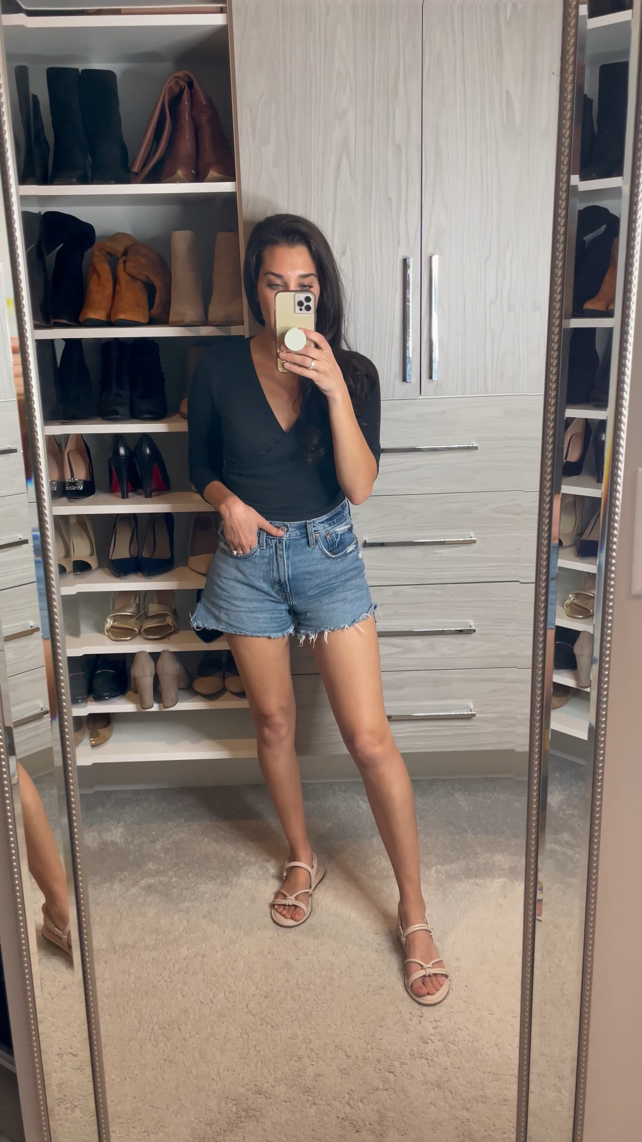 Spring outfit / denim shorts that are good for curvy / nude sandals 

#LTKunder50 #LTKunder100 #LTKstyletip