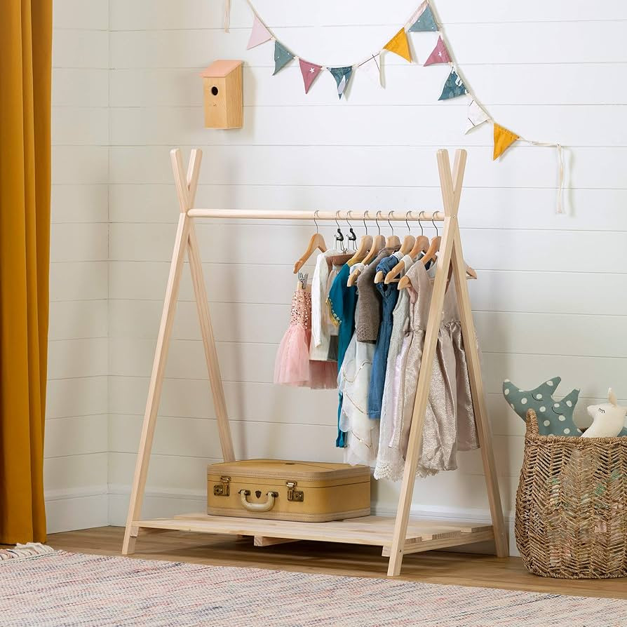South Shore Sweedi Scandinavian Clothes Rack for Kids-Natural Pine | Amazon (US)