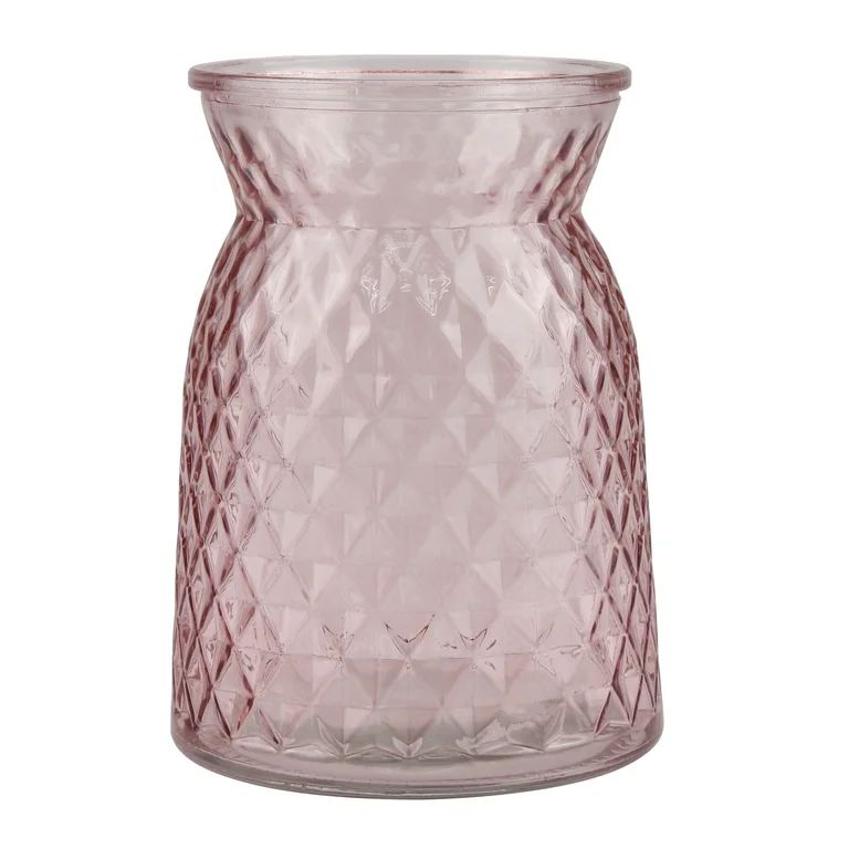 Mainstays Decorative Tabletop Glass Vase, Pink | Walmart (US)
