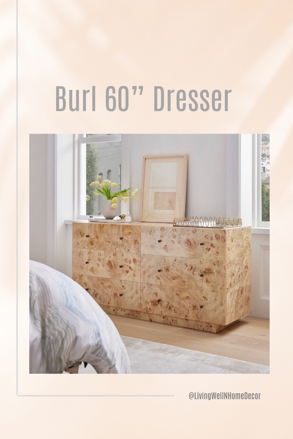 West Elm Burl Wood 6 drawer dresser 60”. Gorgeous addition to your #bedroom

#LTKhome #LTKFind #LTKstyletip