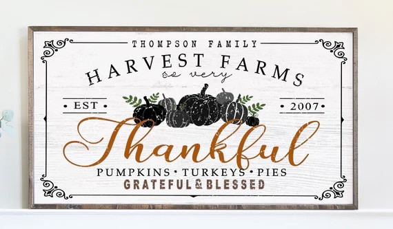 Thankful Personalized Harvest Farms Wood Fall Thanksgiving - Etsy | Etsy (US)