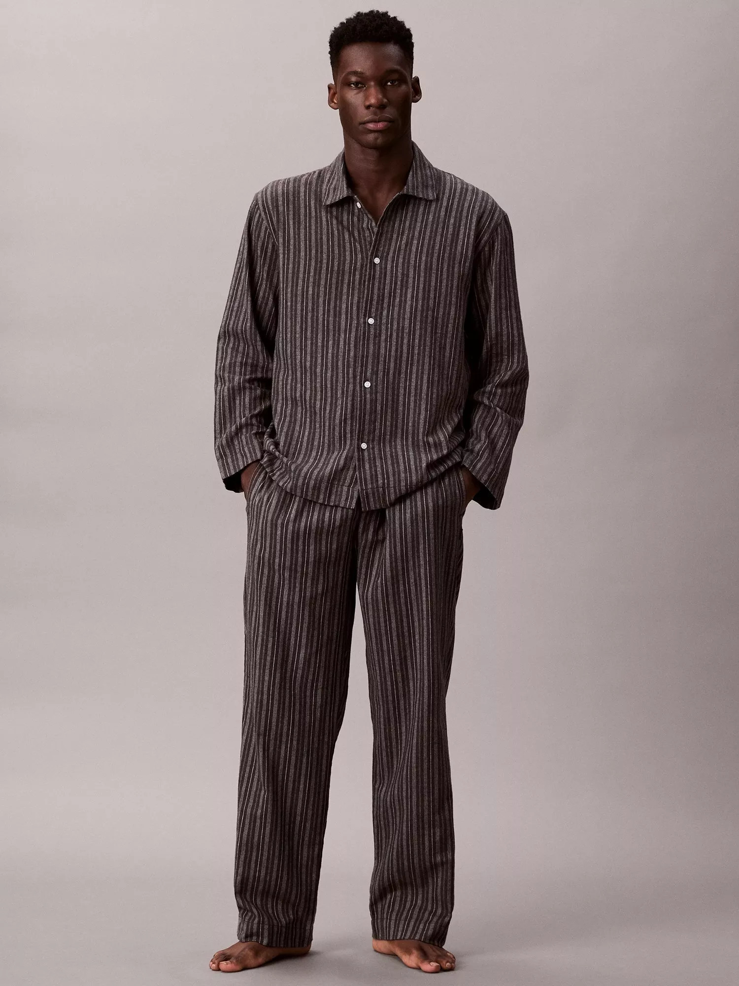 Calvin Klein Cotton Flannel Long Sleeve Pyjama Top, Multi | John Lewis (UK)