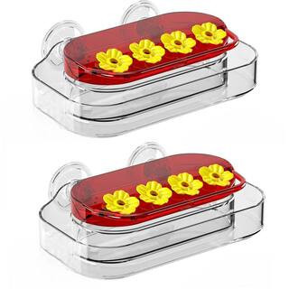 Window Hummingbird Feeder Strong Suction Cup with 4-Feeding Ports and Refill Plastic (2-Pack) | The Home Depot