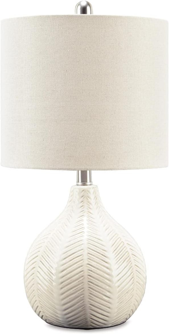 Signature Design by Ashley Rainermen Casual Ceramic Table Lamp, Transparent White Glaze Finish, D... | Amazon (US)
