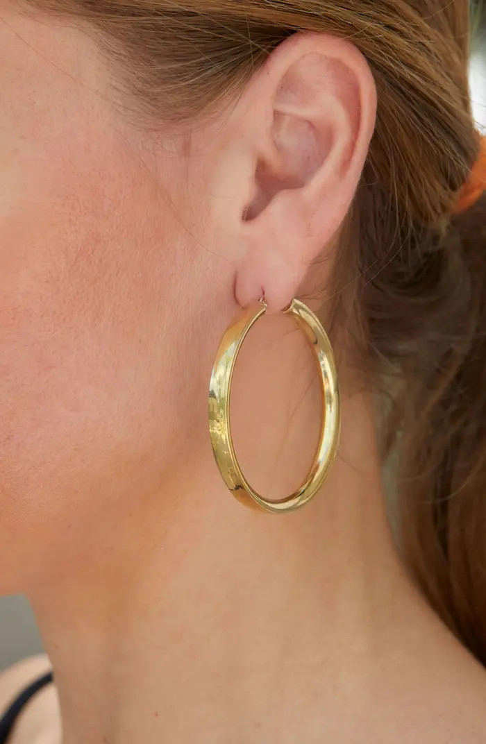 SAVVY CIE JEWELS 18K Gold Plated Sterling Silver Wide Hoop Earrings | Nordstromrack | Nordstrom Rack