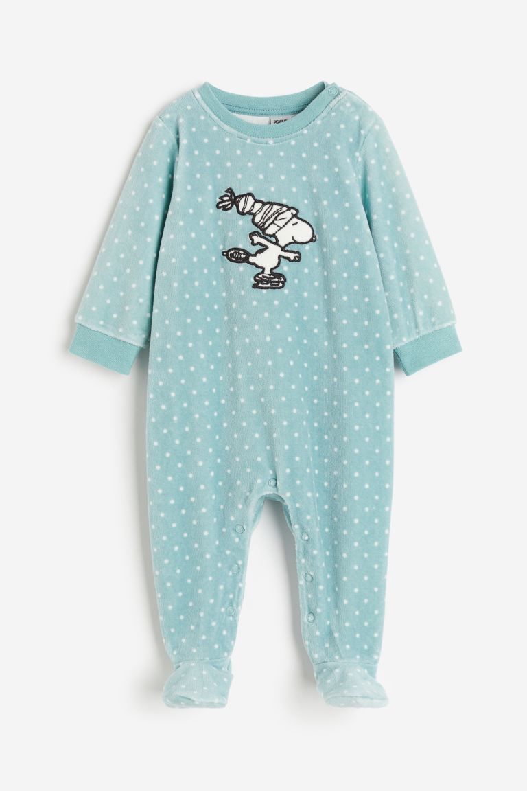 Velour all-in-one pyjamas | H&M (UK, MY, IN, SG, PH, TW, HK)