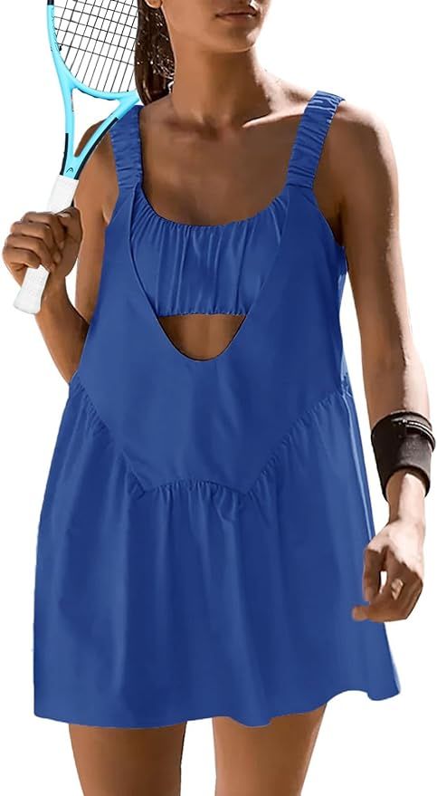 Sexyasasii Women Tennis Dress with Built in Shorts and Bra Sleeveless Casual Backless Golf Dress ... | Amazon (US)