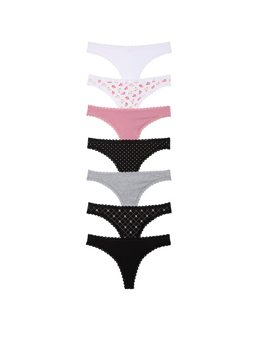 7-Pack Days of the Week Lace-Trim Thong Panties | Victoria's Secret (US / CA )