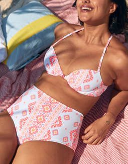 Aerie Pique High Waisted Cheeky Bikini Bottom | American Eagle Outfitters (US & CA)