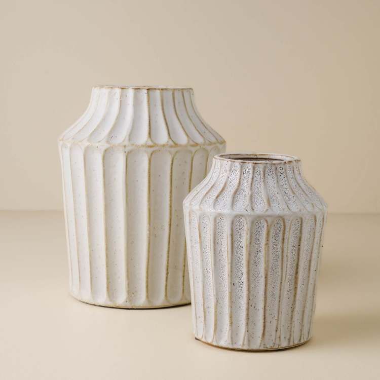 Reagan Ribbed White Vase | Magnolia