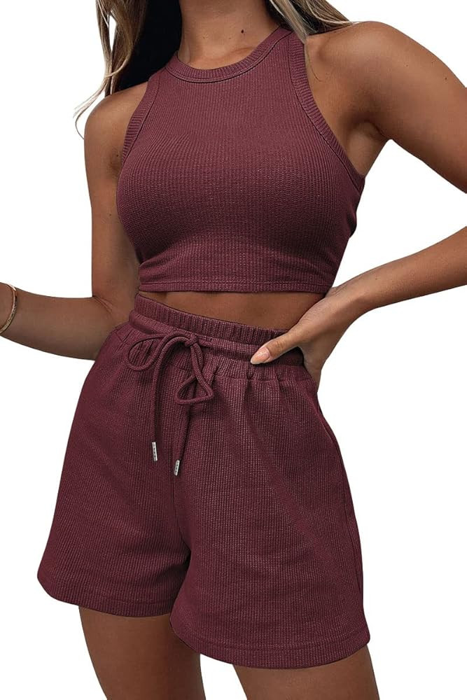 AUTOMET Womens 2 Piece Outfits Tracksuits Lounge Matching Sets Two Piece Linen Shorts Spring Tops... | Amazon (US)