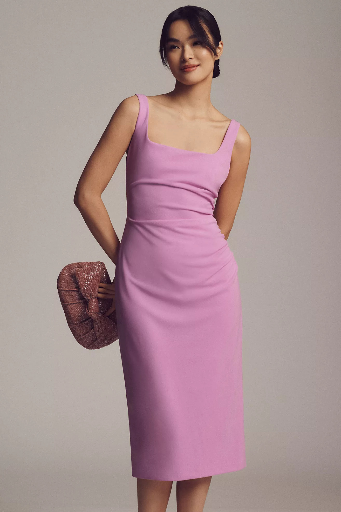 BHLDN Andie Square-Neck Stretch Crepe Midi Dress | Anthropologie (US)