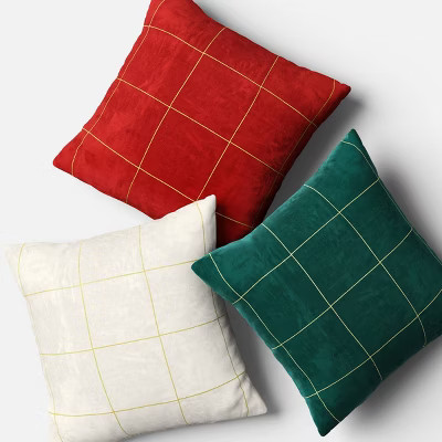 Velvet Windowpane Square Throw Pillow - Threshold™ | Target