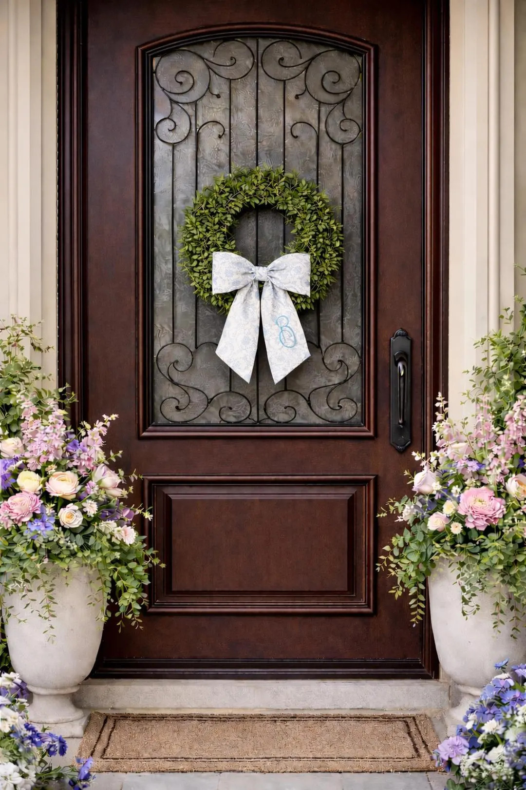 Wreath Bow Blue Chinoisierie | Blank or Customized Options | Wreath Sash | Mantle /showers/easter... | Etsy (US)