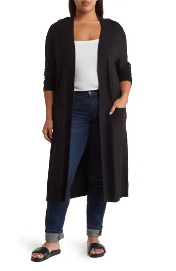 BY DESIGN Tribeca Longline Cardigan in Black at Nordstrom Rack, Size 4X | Nordstrom Rack
