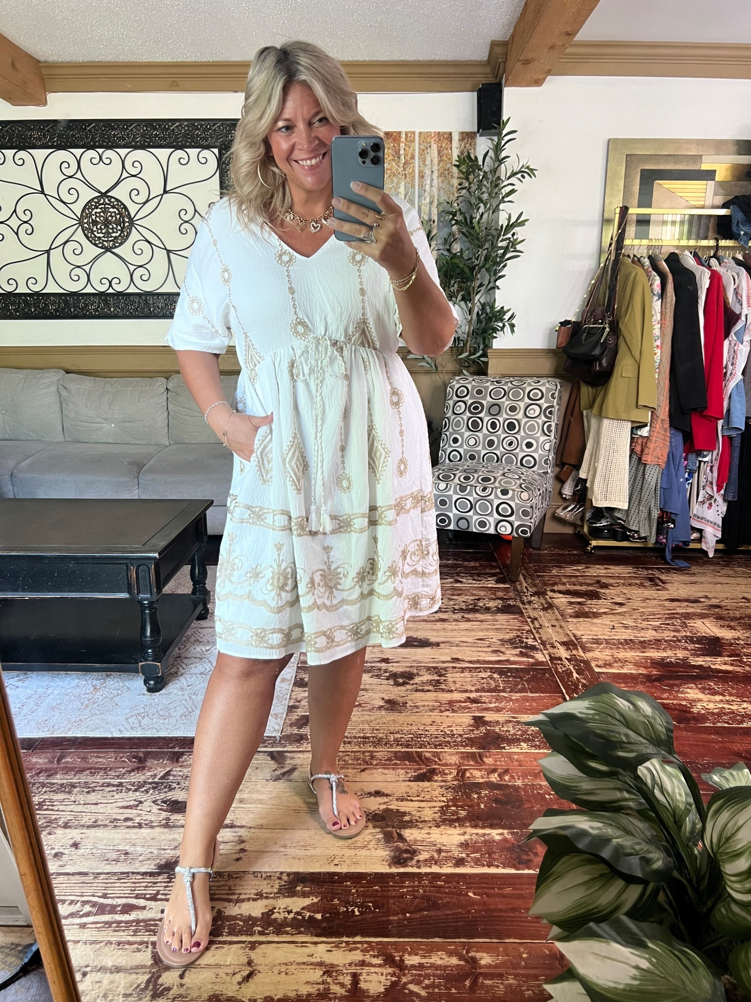 Vneck embroidered dress with pockets- size 12; FP look for less 

#LTKMidsize #LTKPlusSize #LTKFindsUnder50