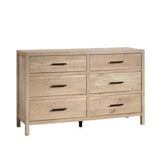 SAUDER Pacific View 6-Drawer Prime Oak Dresser 34.567 in. x 55.827 in. x 17.48 in. 433563 - The H... | The Home Depot