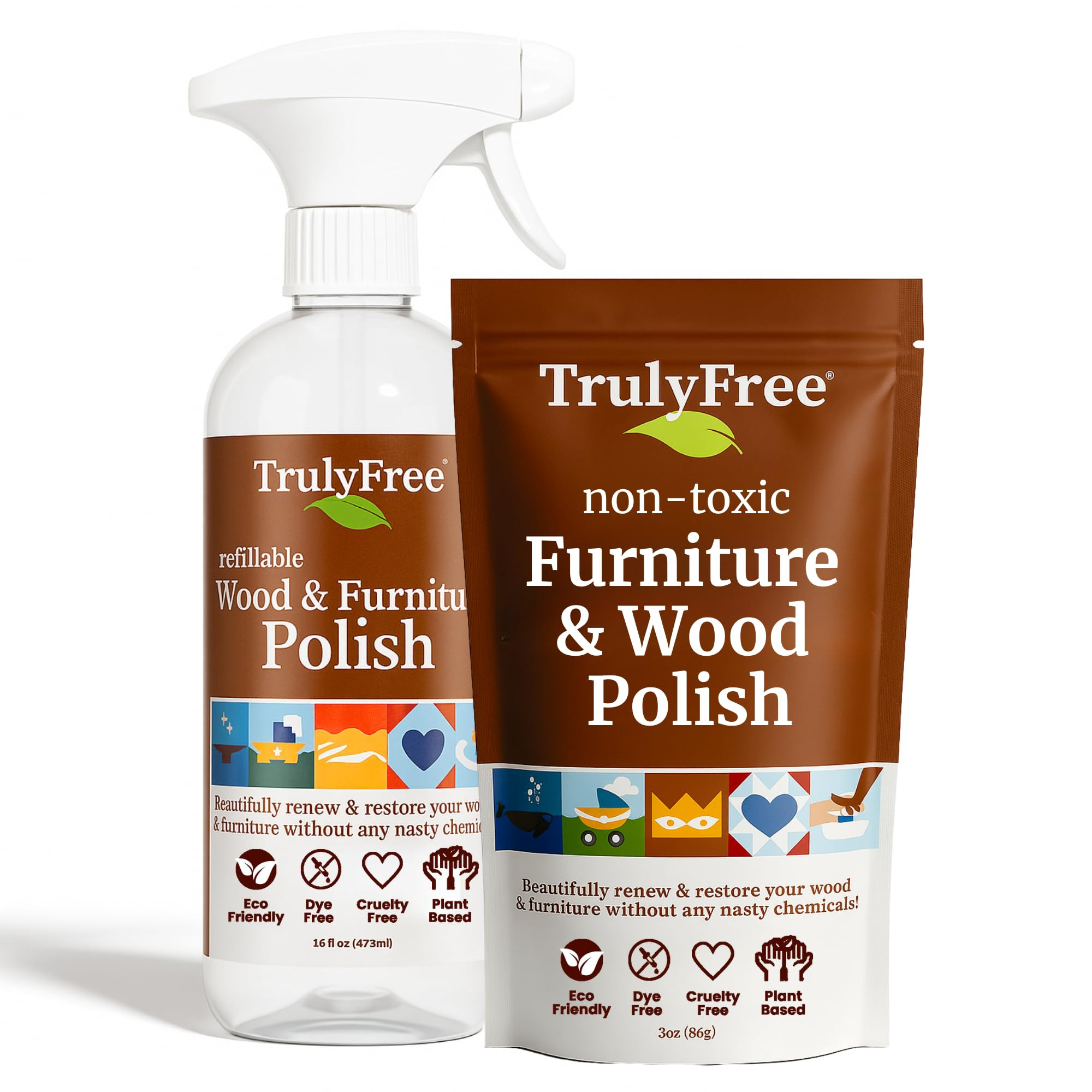 Truly Free Natural Wood Cleaner & Furniture Polish - Leather Cleaner, Vinyl, Furniture & Wood Pol... | Amazon (US)