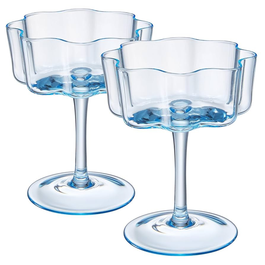 Amazon.com | Khen Flower Vintage Wavy Glass Coupes Martini, Champagne & Cocktail Coupes - Set of ... | Amazon (US)