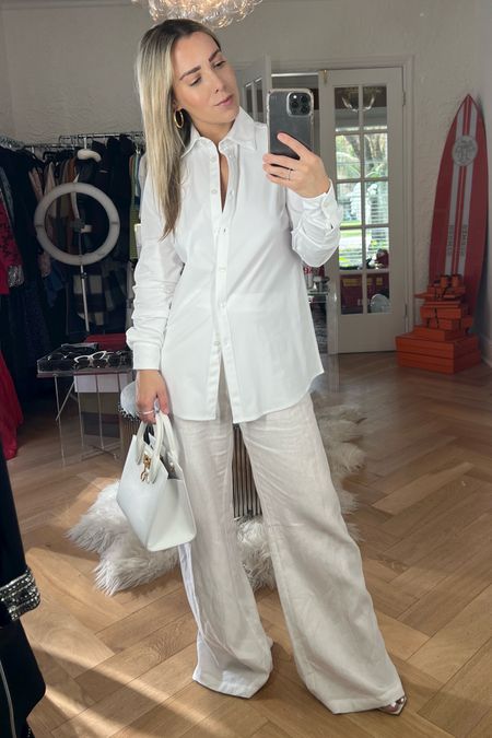 All white outfit for spring break! This white button down shirt is so chic. 

Wrinkle proof, breathable, lightweight, and stretchy. Wearing an XS. 

These pants are 120 Lino but I’m linking some similar Amazon white linen pants. 

Spring break outfit, white party outfit, vacation outfit, mom outfit, spring style 

#LTKworkwear #LTKstyletip #LTKtravel