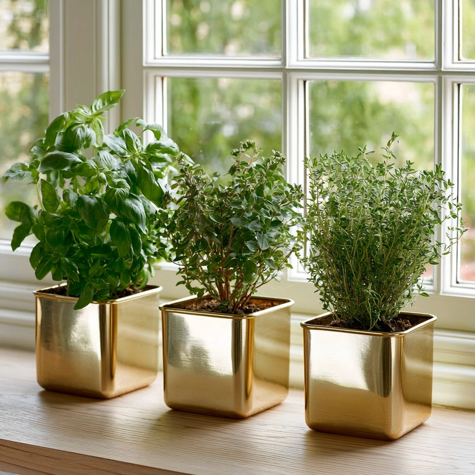 Herbs aren't just ingredients—they're decor.

A beautiful basil plant, rosemary, thyme, or oregano deserves more than a plastic nursery pot tucked into a corner. When displayed thoughtfully, herbs become part of the kitchen itself.

One of the easiest ways to elevate a kitchen is by placing herbs in matching gold planters. The combination is simple but powerful. The greenery brings freshness, life, and a connection to nature, while the gold adds warmth, elegance, and a refined finish.

Place them by a sunny window, beside the sink, on open shelving, or as a centerpiece on your kitchen island. They instantly make the space feel more intentional and alive.

There's also something deeply satisfying about keeping fresh herbs within reach. Beautiful to look at. Practical to use. A perfect combination.

Small details often create the biggest impact, and this may be one of the easiest kitchen upgrades you'll ever make.

#KitchenDecor #HomeDecor #KitchenStyling #ElegantAndDriven 

 #LTKHome
