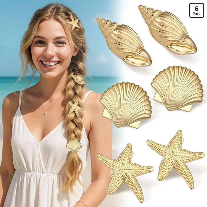 6 PCS Small Metal Hair Clips, Gold Starfish Hair Clips for Women Girls, Small Alligator Clips for... | Amazon (US)