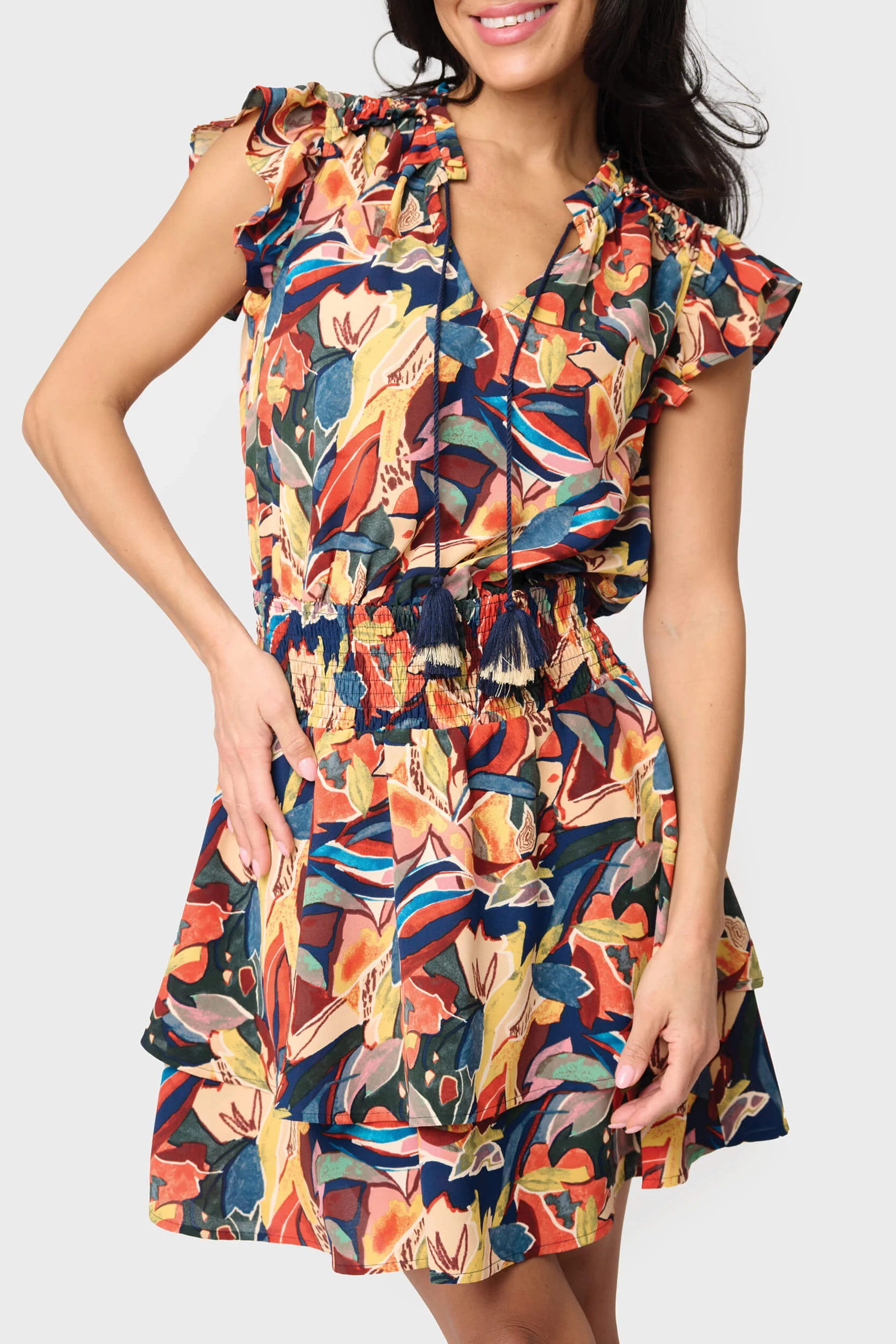 Isla Smocked Waist Flutter Day Dress | Gibson