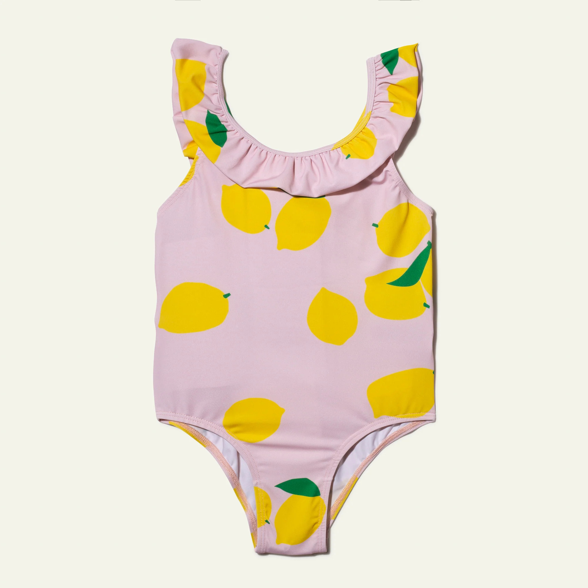 UPF 50+ Recycled Polyester Lemon Kid Ruffle Swimsuit | Mon Coeur