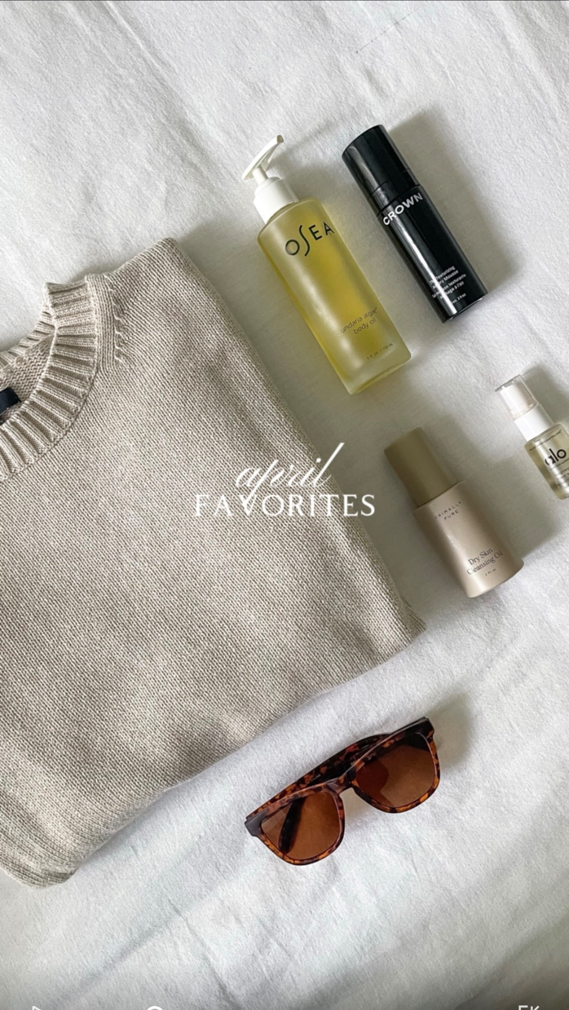 April favorites!! 
• @Quince  crewneck boyfriend sweater
• Goodr tortoiseshell running sunglasses
• @OSEA Malibu  body oil
• Crown Affair air dry texturizing mousse
• Primally Pure dry skin cleansing oil
• @Alo Yoga magnesium spray 
• Rice cooker (such a game changer!!)

#LTKSeasonal #LTKHome #LTKBeauty