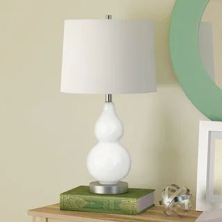 Carson Carrington Sadjem Double Gourd White Table Lamp (Silver/White) | Bed Bath & Beyond