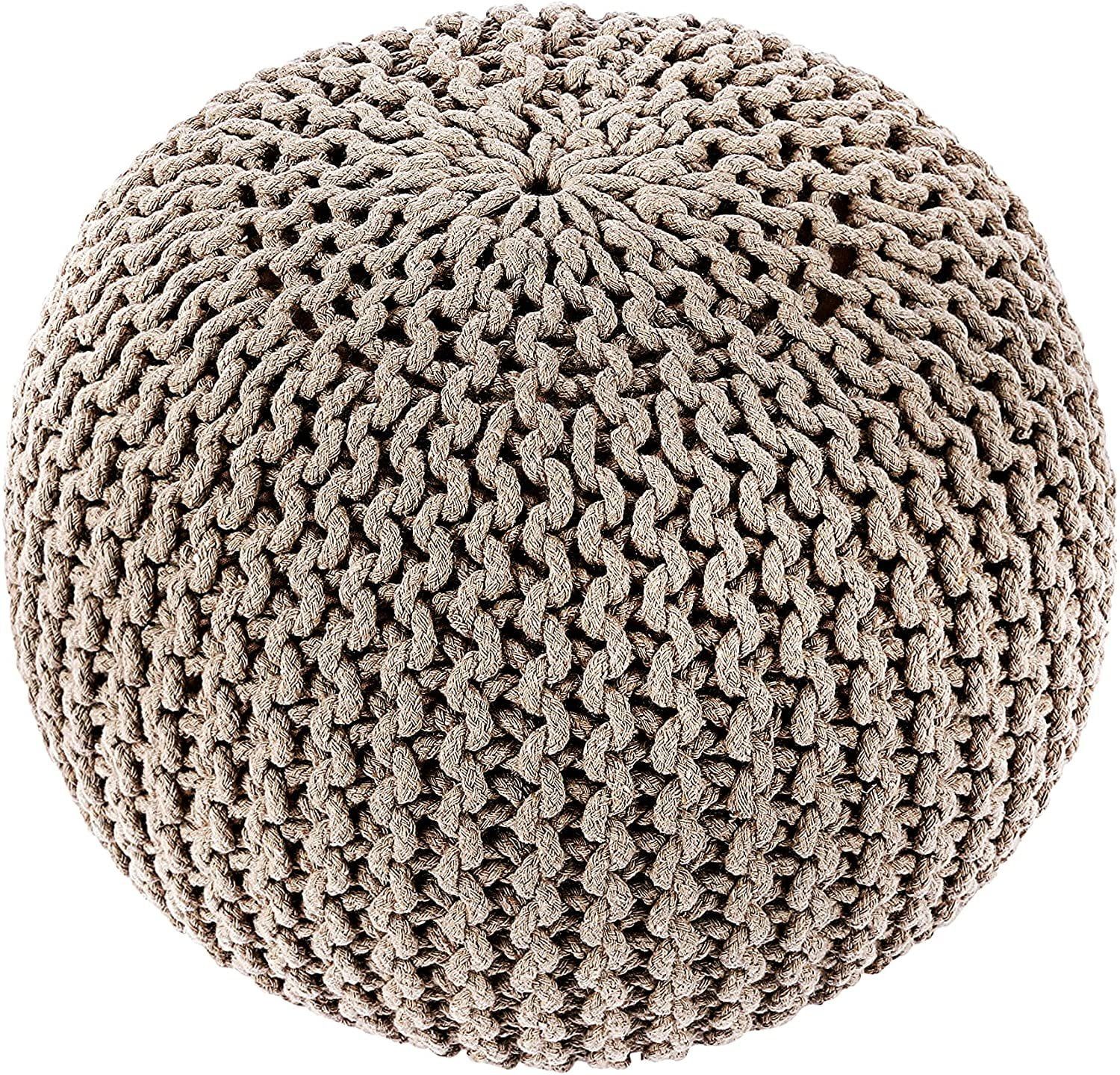REDEARTH Round Pouf Ottoman - Hand Knitted Cable Boho Poof Home Décor Pouffe Circular Footrest f... | Walmart (US)